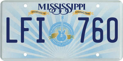MS license plate LFI760