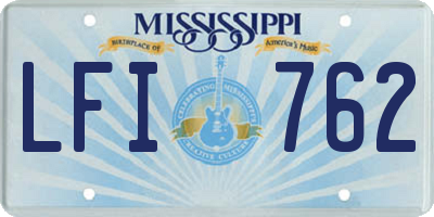 MS license plate LFI762
