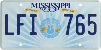 MS license plate LFI765