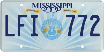 MS license plate LFI772