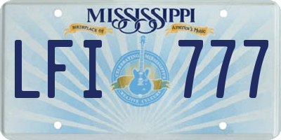 MS license plate LFI777