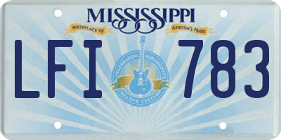 MS license plate LFI783