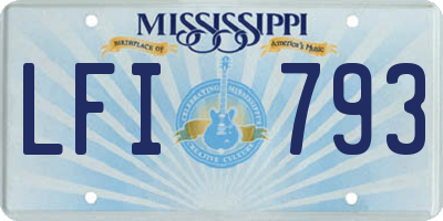 MS license plate LFI793