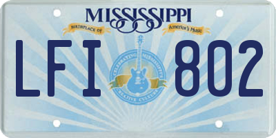 MS license plate LFI802