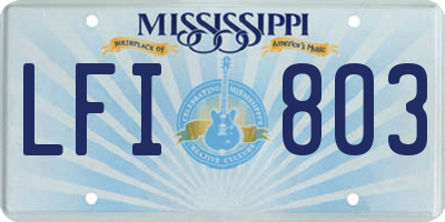 MS license plate LFI803