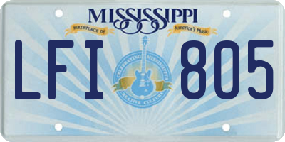 MS license plate LFI805