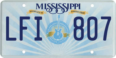 MS license plate LFI807