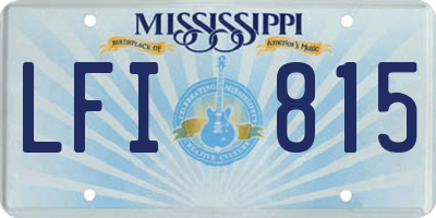 MS license plate LFI815