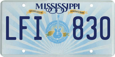 MS license plate LFI830