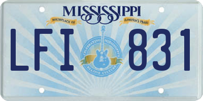 MS license plate LFI831