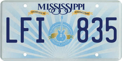 MS license plate LFI835