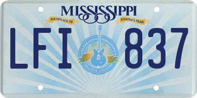 MS license plate LFI837