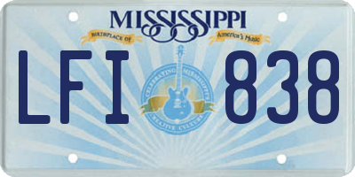 MS license plate LFI838