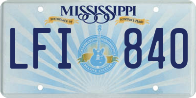 MS license plate LFI840