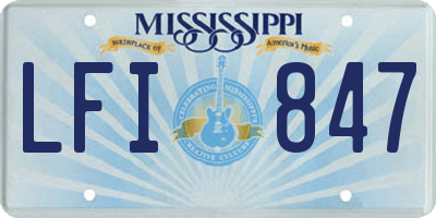 MS license plate LFI847