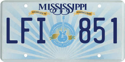 MS license plate LFI851