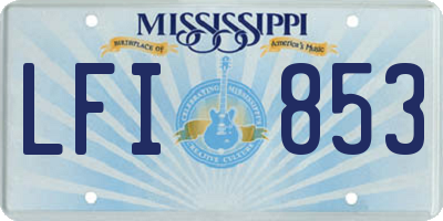 MS license plate LFI853