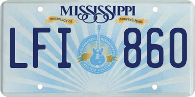 MS license plate LFI860