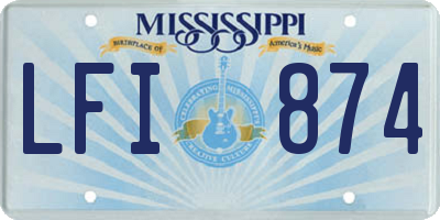 MS license plate LFI874