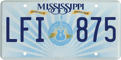 MS license plate LFI875