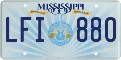 MS license plate LFI880