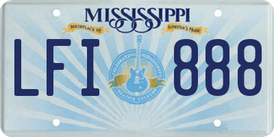 MS license plate LFI888