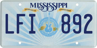 MS license plate LFI892