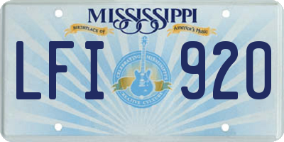 MS license plate LFI920
