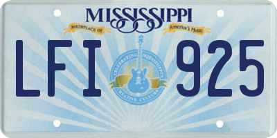 MS license plate LFI925