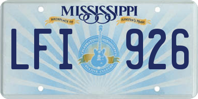 MS license plate LFI926