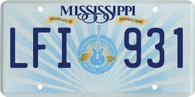 MS license plate LFI931