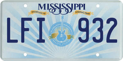 MS license plate LFI932