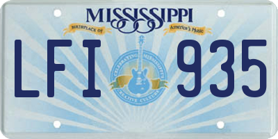 MS license plate LFI935