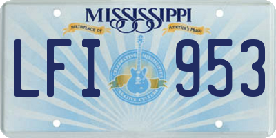 MS license plate LFI953
