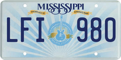 MS license plate LFI980