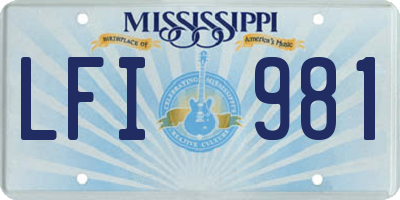 MS license plate LFI981