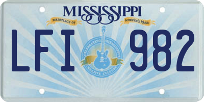 MS license plate LFI982