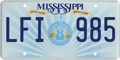 MS license plate LFI985
