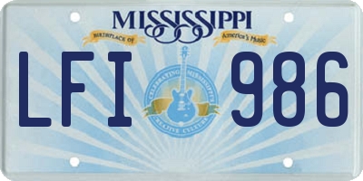 MS license plate LFI986
