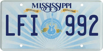 MS license plate LFI992