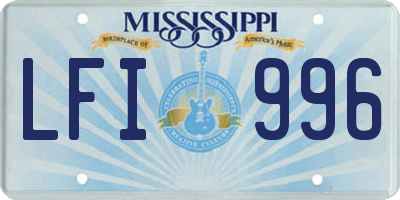 MS license plate LFI996