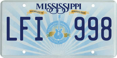 MS license plate LFI998