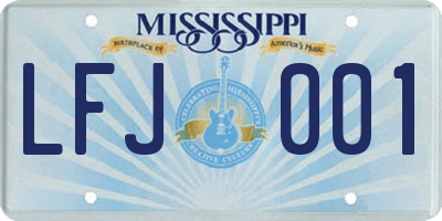 MS license plate LFJ001