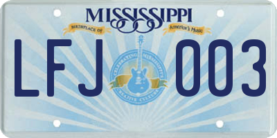 MS license plate LFJ003