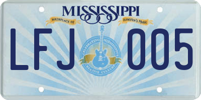 MS license plate LFJ005