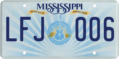 MS license plate LFJ006