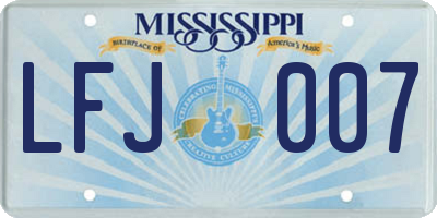 MS license plate LFJ007