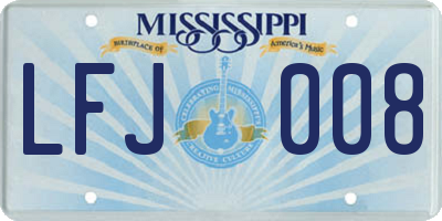 MS license plate LFJ008