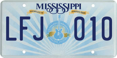 MS license plate LFJ010