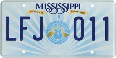 MS license plate LFJ011